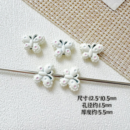 Puppy Butterfly Metal Beads 14mm 12mm Glossy Baked Finish 10pcs 15