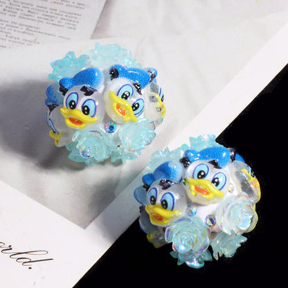 Embellished Bubblegum Beads 20mm Donald Duck Minnie Floral Design 5pcs 8