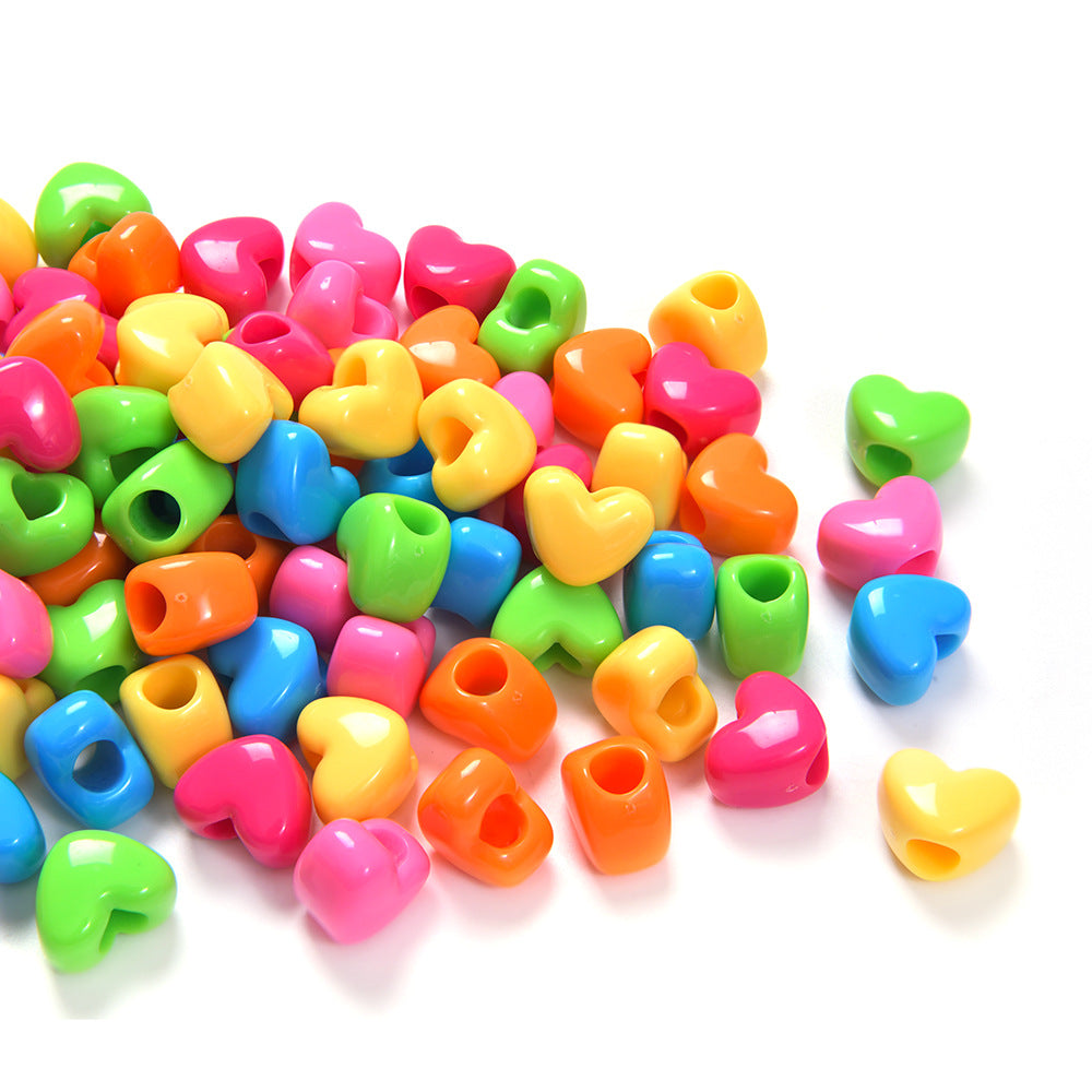 Bright Colored Heart Acrylic Beads 15mm Large Hole 10pcs 4