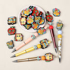 Silicone Focal Beads Cartoon Pencil Apple Holding Book 20pcs 2