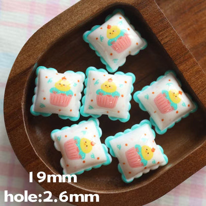Cartoon Lace Pillow Acrylic Beads 19mm Colorful Mixed 20pcs 7