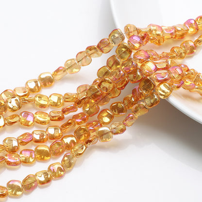 Electroplated Oblique Square Glass Beads 12mm Transparent Iridescent 20pcs 14