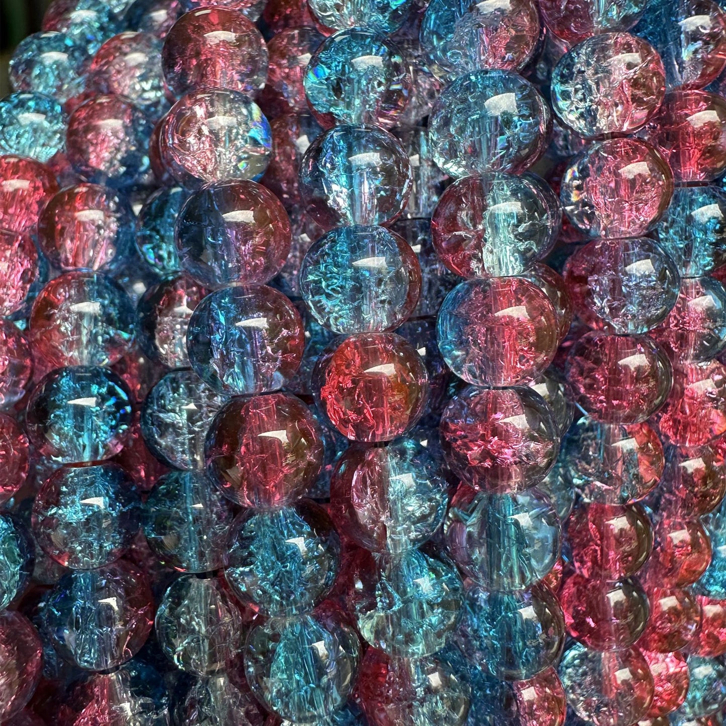 Crackle Glass Beads Round 8mm Dual Color Explosion 10 Strands 22