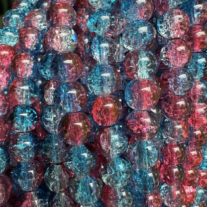 Crackle Glass Beads Round 8mm Dual Color Explosion 10 Strands 22