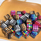 Rubik's Cube Printed Acrylic Square Beads 14mm Colorful Glossy 100pcs 3