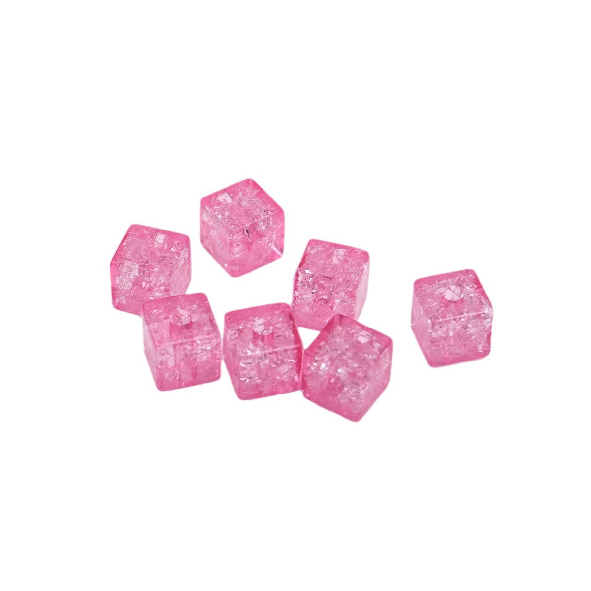 Transparent Square Acrylic Beads 7mm Crackle Texture 200pcs 2