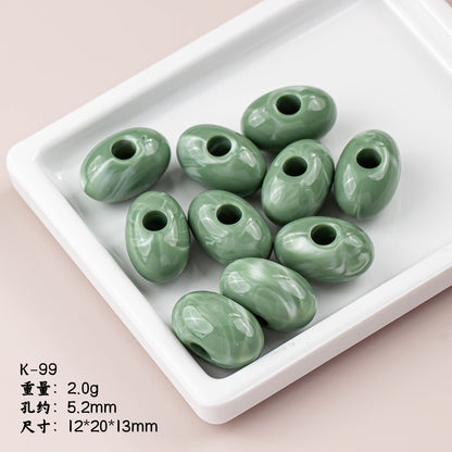 Marble Texture Oval Resin Beads 20mm Glossy Mixed Colors 20pcs 11