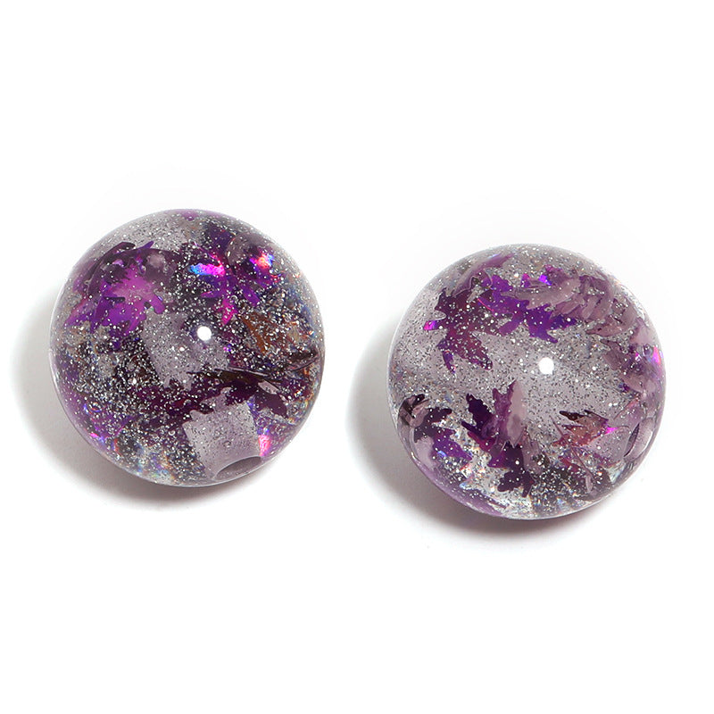 Shimmer Glitter Filled Resin Beads 16mm Round Autumn Leaf 50pcs 16