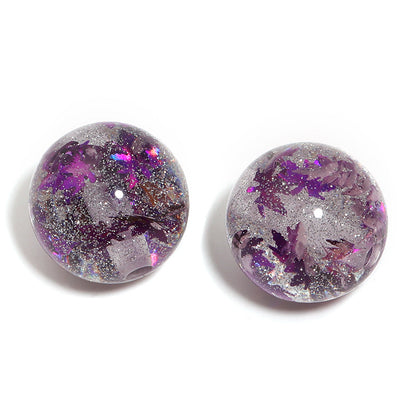Shimmer Glitter Filled Resin Beads 16mm Round Autumn Leaf 50pcs 16