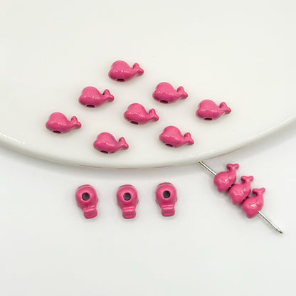 Whale Metal Beads 8mm Baking Painted Colorful 50pcs 9