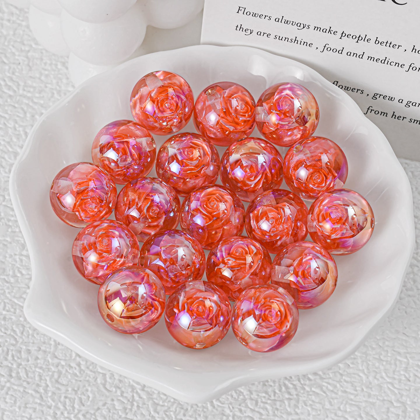 Twilight Rose Resin Beads 16mm Round Mixed Colors 20pcs 14