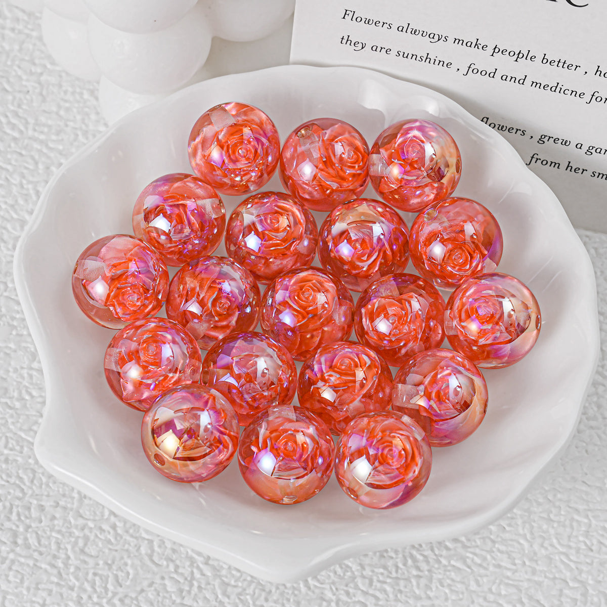 Twilight Rose Resin Beads 16mm Round Mixed Colors 20pcs 14