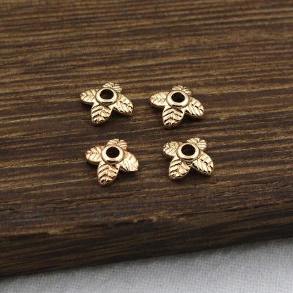 Brass Four-Leaf Flower Bead Caps 5.5mm 1pc 2