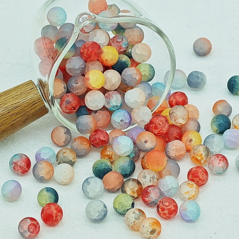 Frosted Round Glass Beads 10mm Matte Mixed Colors 50pcs 2
