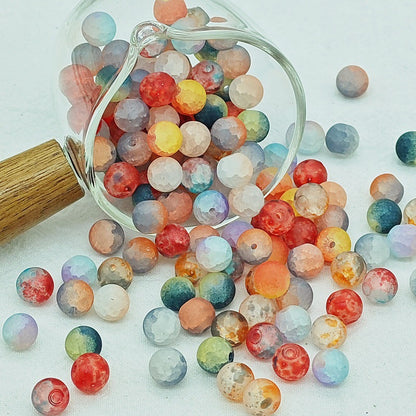 Frosted Round Glass Beads 10mm Matte Mixed Colors 50pcs 2