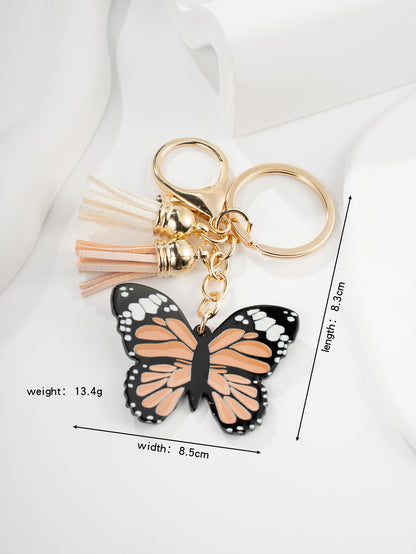 Acrylic Butterfly Keychain Colorful Wings Tassel Charm 15