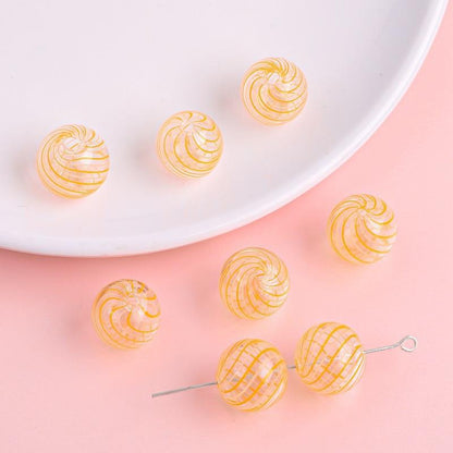 Hand Painted Hollow Polka Dotted Blown Glass Beads 14mm 4pcs 21