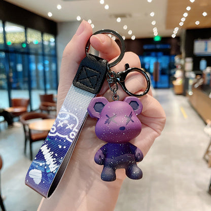 Colorful Resin Bear Couple Keychain Vibrant Gradient Hues 9