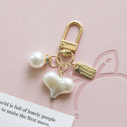 Pearl Bow Knot Keychain Resin Gold Alloy Accent 5
