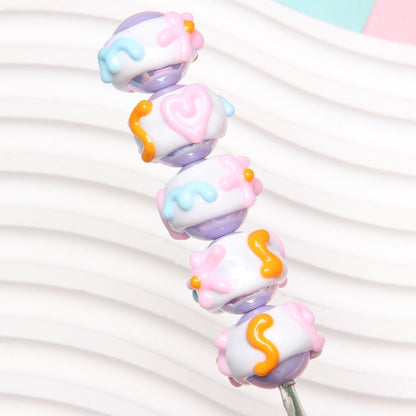 Hand Painted Floral Acrylic Beads 16mm Arrow Design 1pc 4