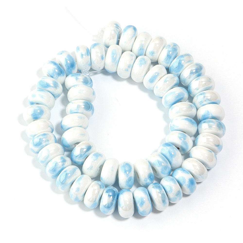 Ceramic Flat Round Spacer Beads 9mm Colored Abacus 55pcs 12