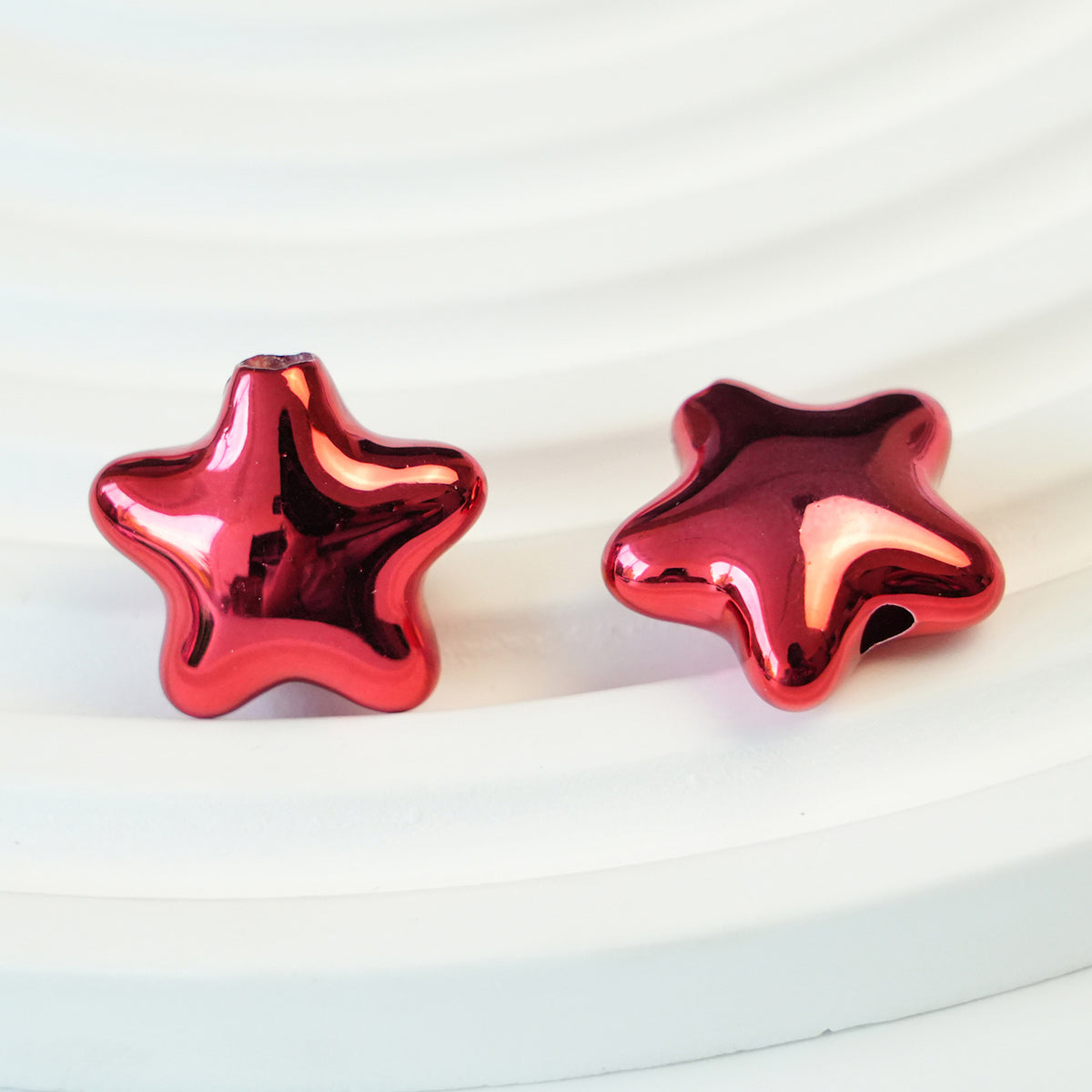Pentagram Snowflake Acrylic Beads 14mm 21mm Metallic Plated 100pcs 9