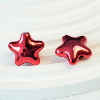 Pentagram Snowflake Acrylic Beads 14mm 21mm Metallic Plated 100pcs 9