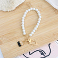 Pearl Beaded Bracelet Keychain with Gold Tone Clasp 6