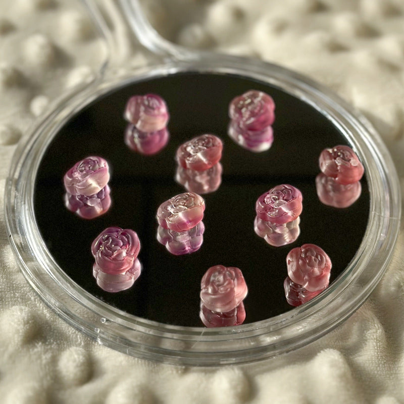 Czech Glass Beads Rose 12mm Soft Pastel Floral Design 100pcs 12