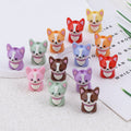 Painted 3D Corgi Acrylic Beads 16x23mm Colorful Mixed 10pcs