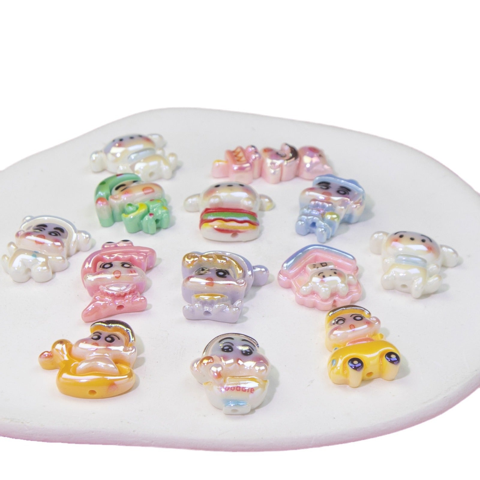 Plating Resin Beads Cartoon Character Glossy Pastel Colors 10pcs 5