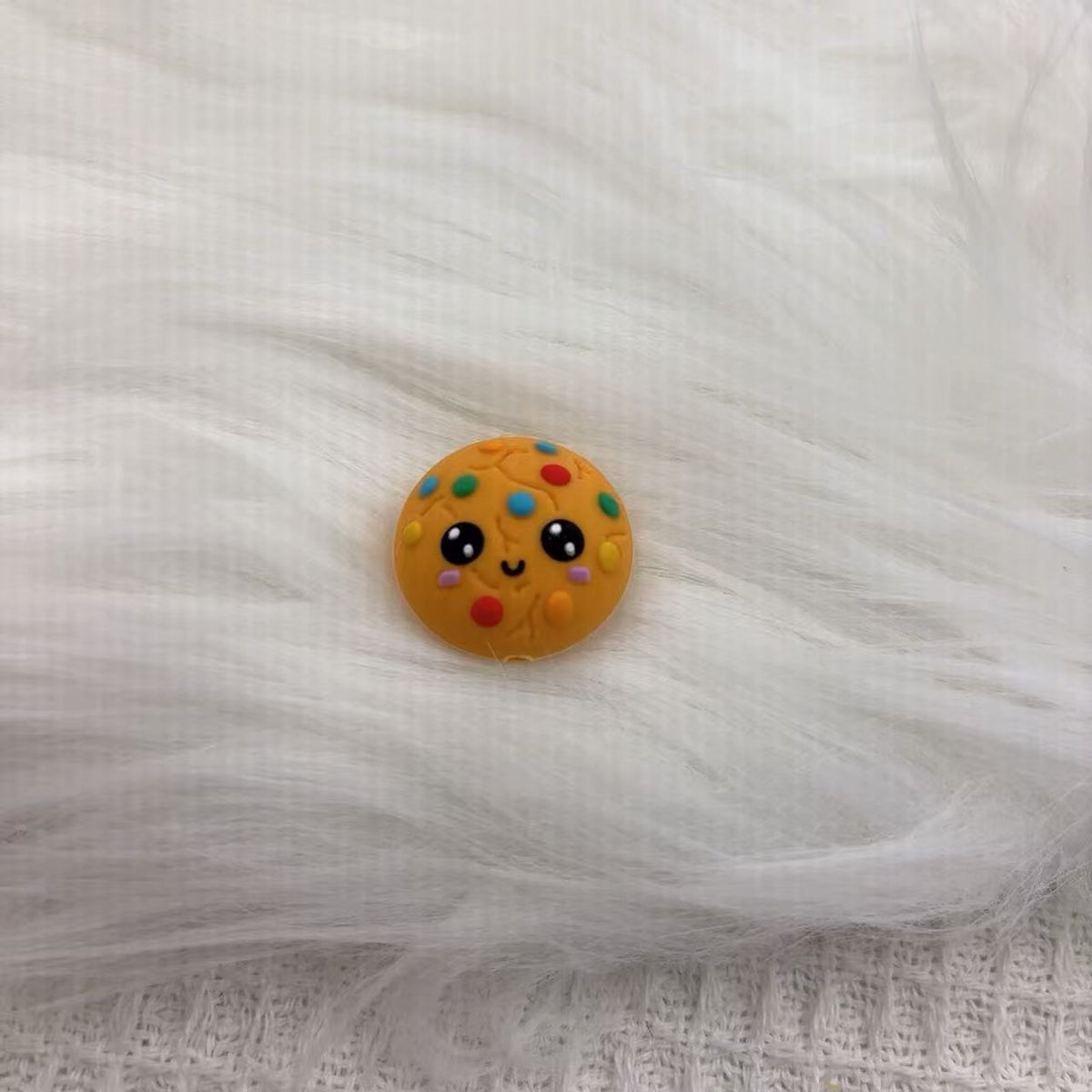 Silicone 3D Focal Beads Cookies Cheerful Faces Colorful Sprinkles 20pcs 4
