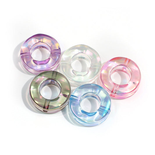 Acrylic Doughnut Spacer Beads 21mm Transparent Plating 50pcs