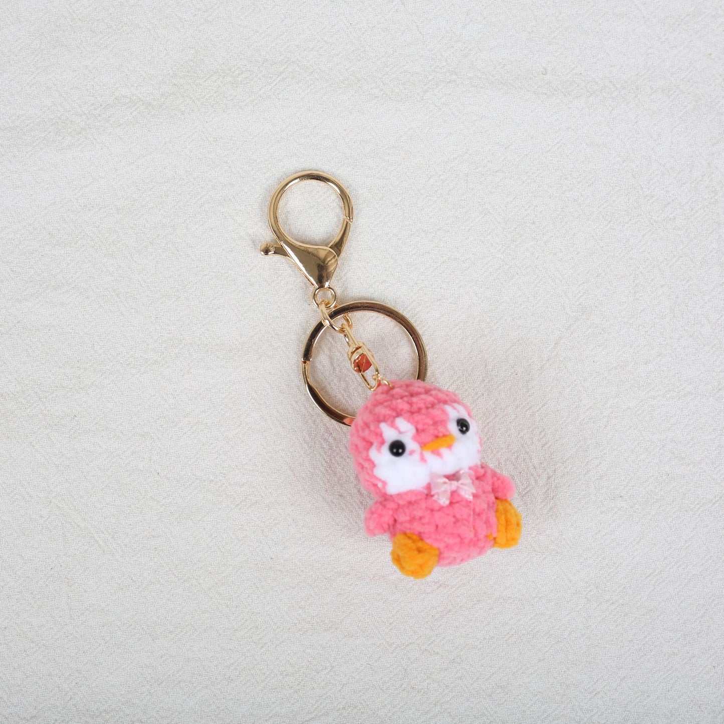 Crochet Penguin Keychain Pastel Colors with Bow Tie 1pc 9