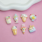 Ice Cream Dessert Resin Beads Glossy Iridescent Pastel 20pcs 3