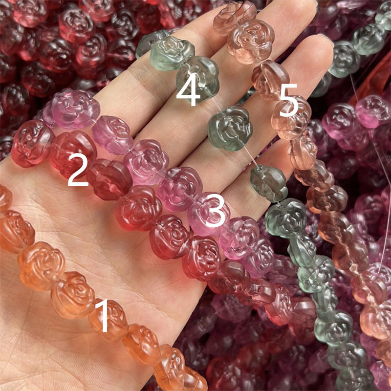 Czech Glass Beads Rose 12mm Soft Pastel Floral Design 100pcs 8