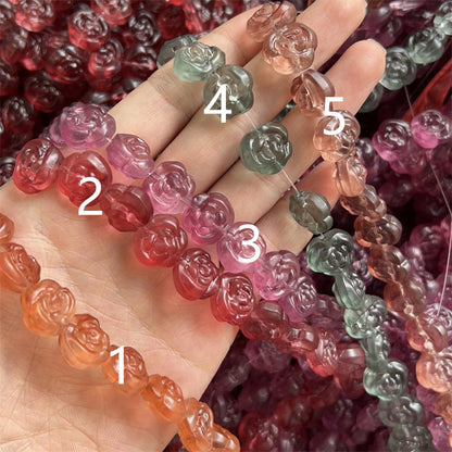 Czech Glass Beads Rose 12mm Soft Pastel Floral Design 100pcs 8