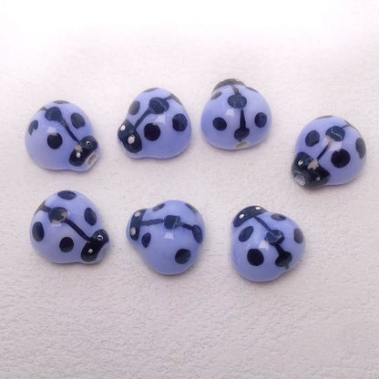 Colorful Ladybug Ceramic Beads 14mm Hand Painted Glazed 10pcs 11