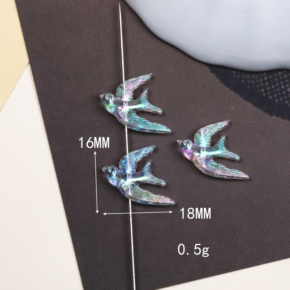 Plating Flying Bird Acrylic Beads 18mm Transparent 100pcs 4