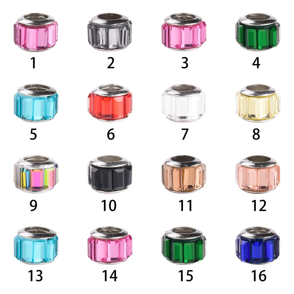 Glass Round Spacer Beads 8mm Large Hole Alloy Rim 100pcs 3