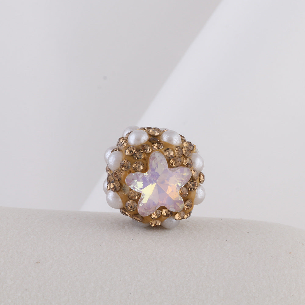 Embellished Star Clay Beads 18mm Pearl Rhinestone Bubblegum 10pcs 13