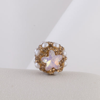 Embellished Star Clay Beads 18mm Pearl Rhinestone Bubblegum 10pcs 13