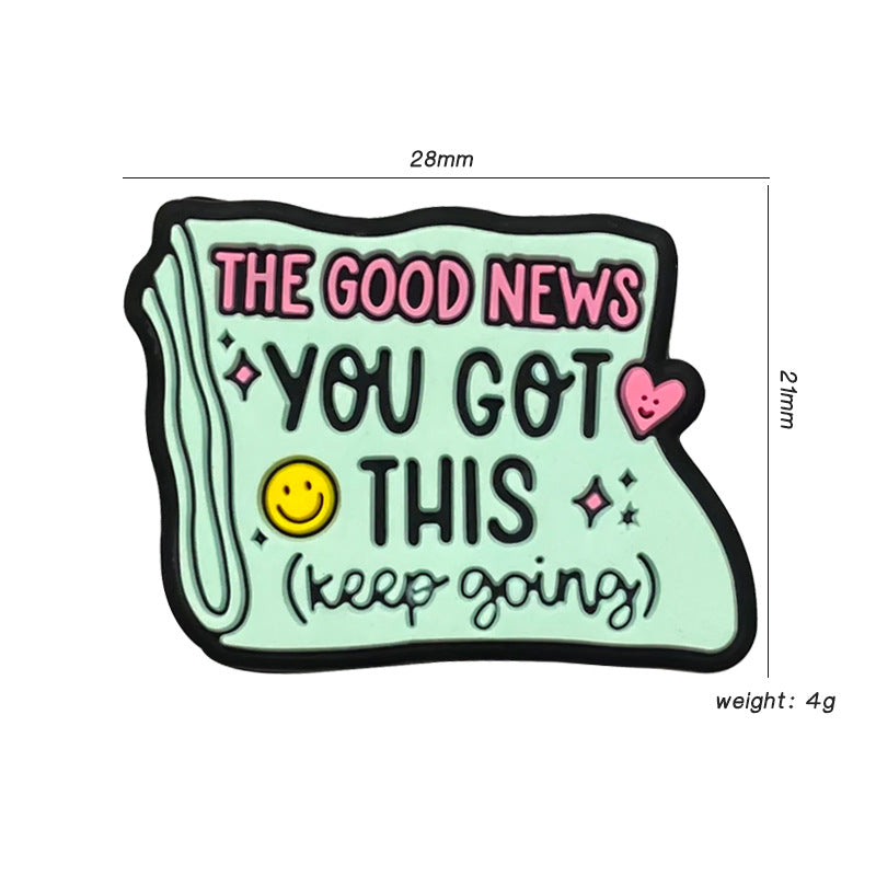 Silicone Focal Beads The Good News Layered Text Mint Green 20pcs 2