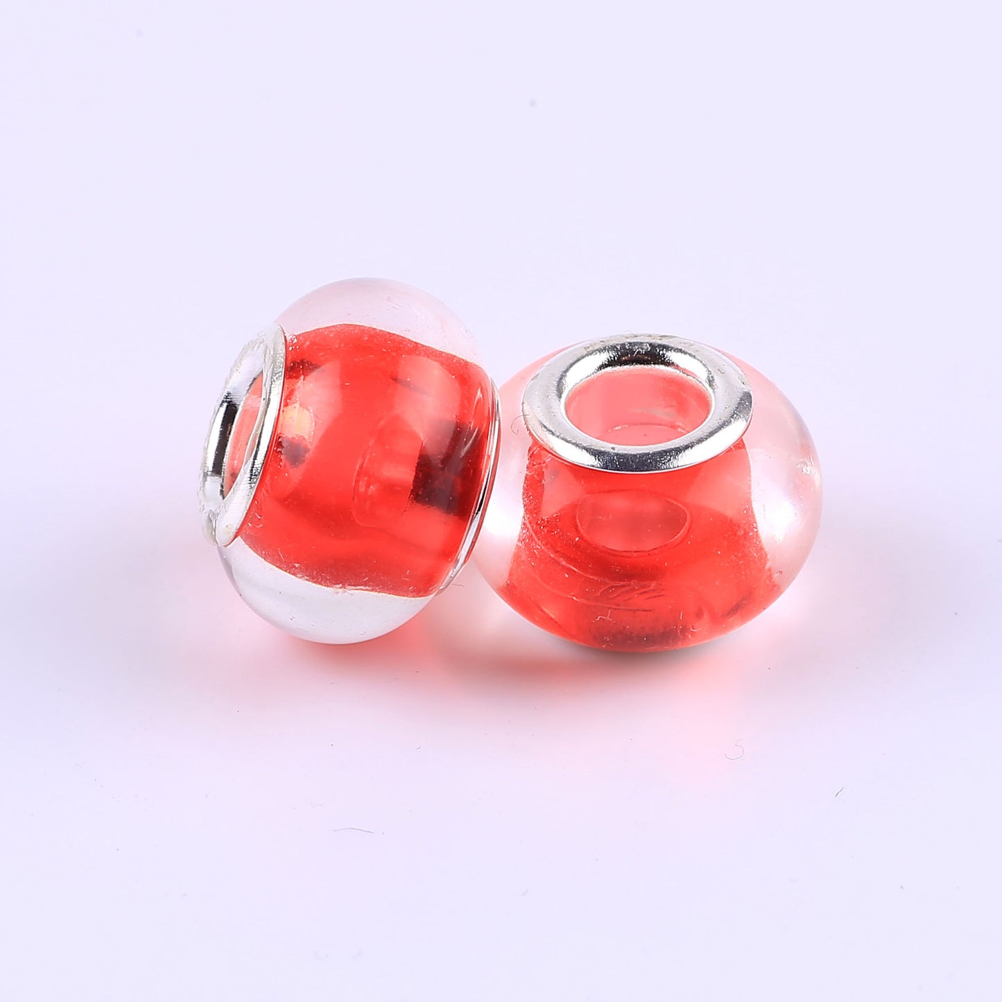 Acrylic Spacer Beads 14mm Glossy Transparent Dyed Core 100pcs 7