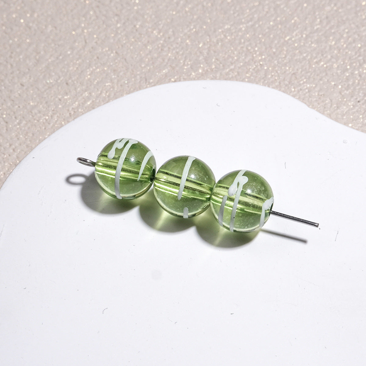 Clear Round Acrylic Beads 10mm Candy Swirl Pattern 100pcs 17