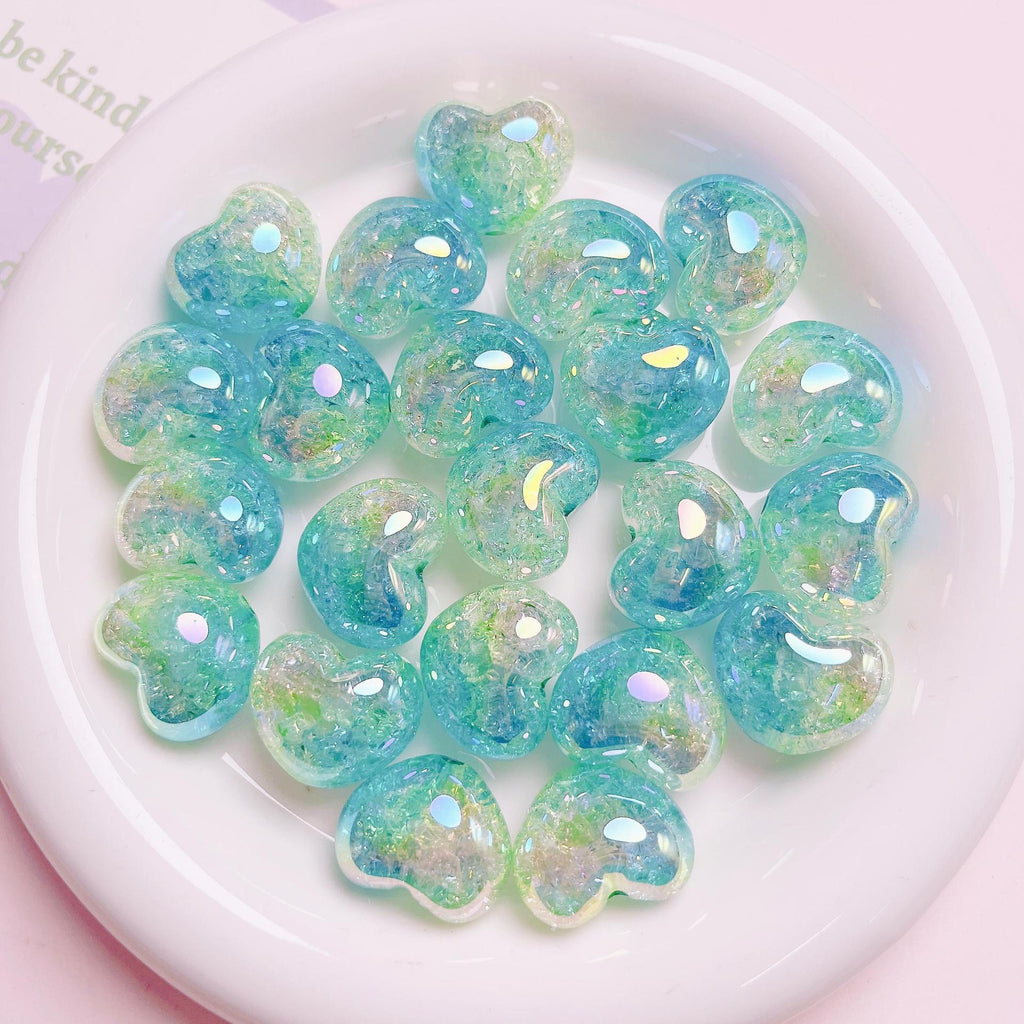 Puffy Crackle Heart Acrylic Beads 22mm Glossy Semi-Transparent 50pcs 4