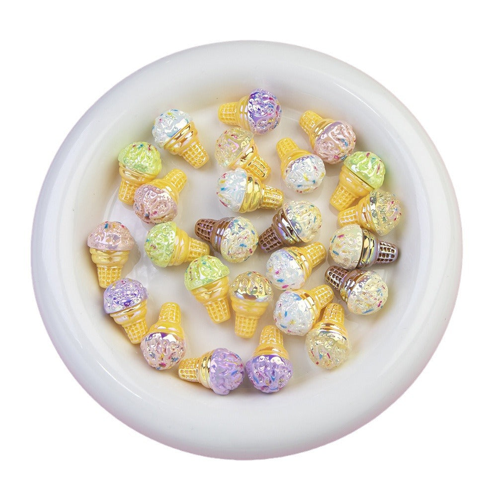 Colorful Ice Cream Cone Resin Beads 23x16mm Glossy Pastel 20pcs 5