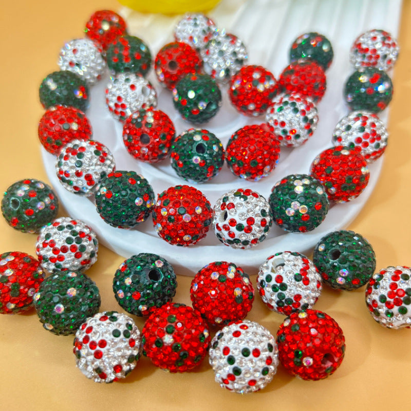 Rhinestone Bubblegum Beads 16-20mm Christmas Series Clay Sparkle 20pcs 3