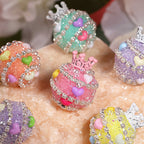 Crown Rhinestone Beads 19x24mm Colorful Heart Accents 5pcs 3
