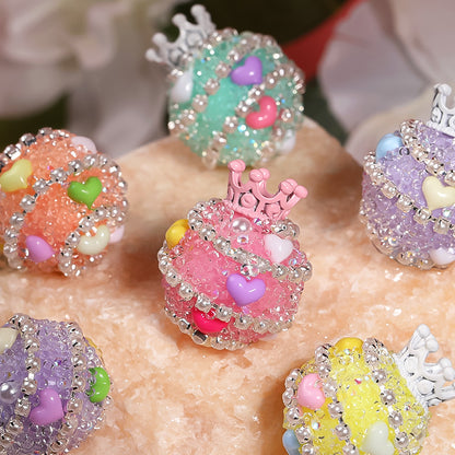 Crown Rhinestone Beads 19x24mm Colorful Heart Accents 5pcs 3